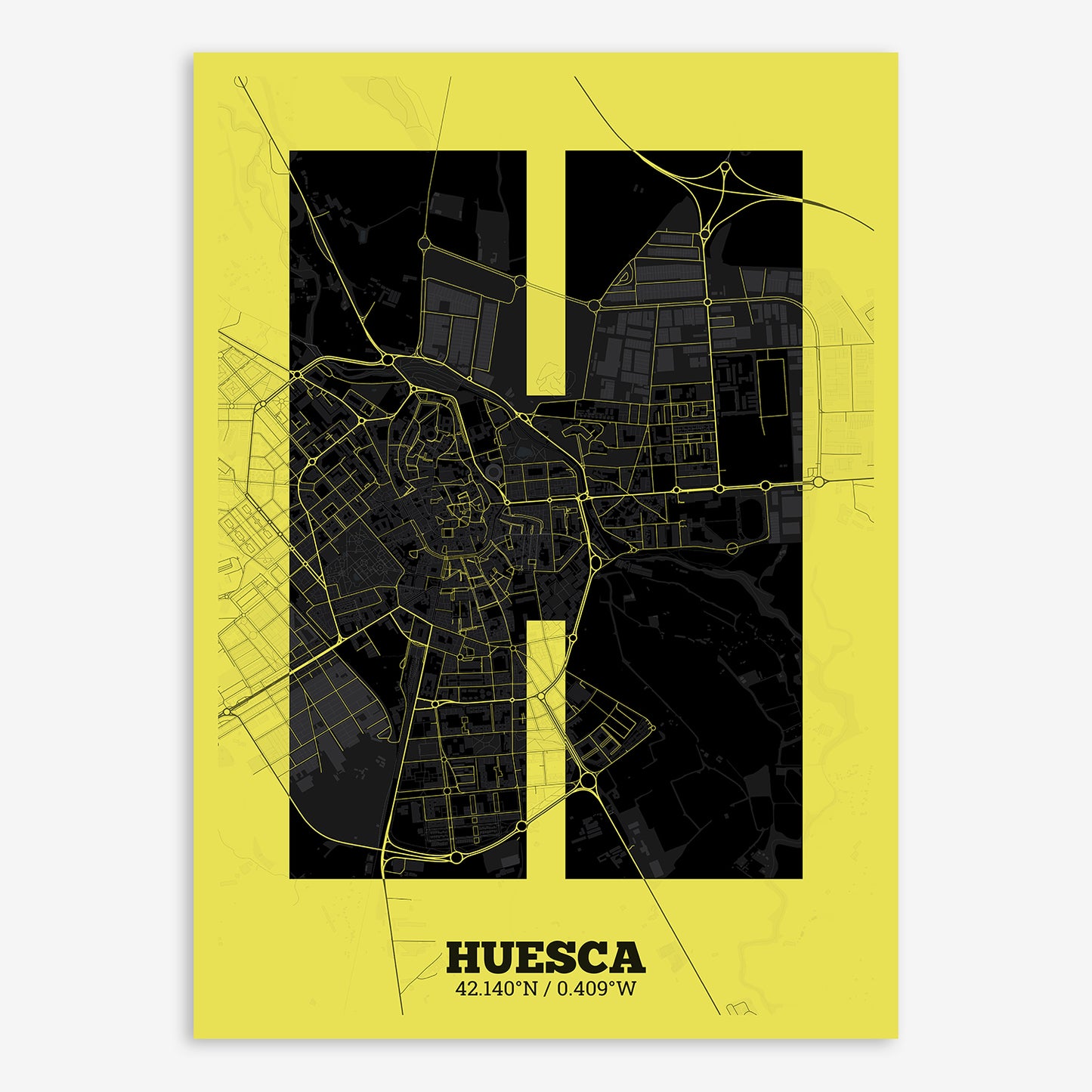 Huesca Map V02 Night / No Frame / No