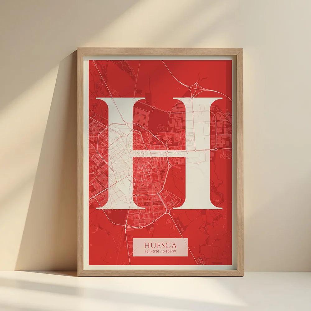 Lámina elegante de Huesca – Póster minimalista y sofisticado