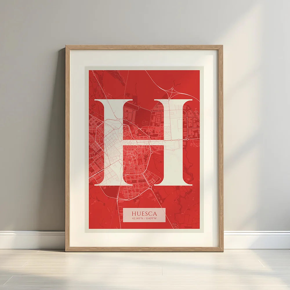 Elegant print of Huesca – Minimalist and sophisticated poster