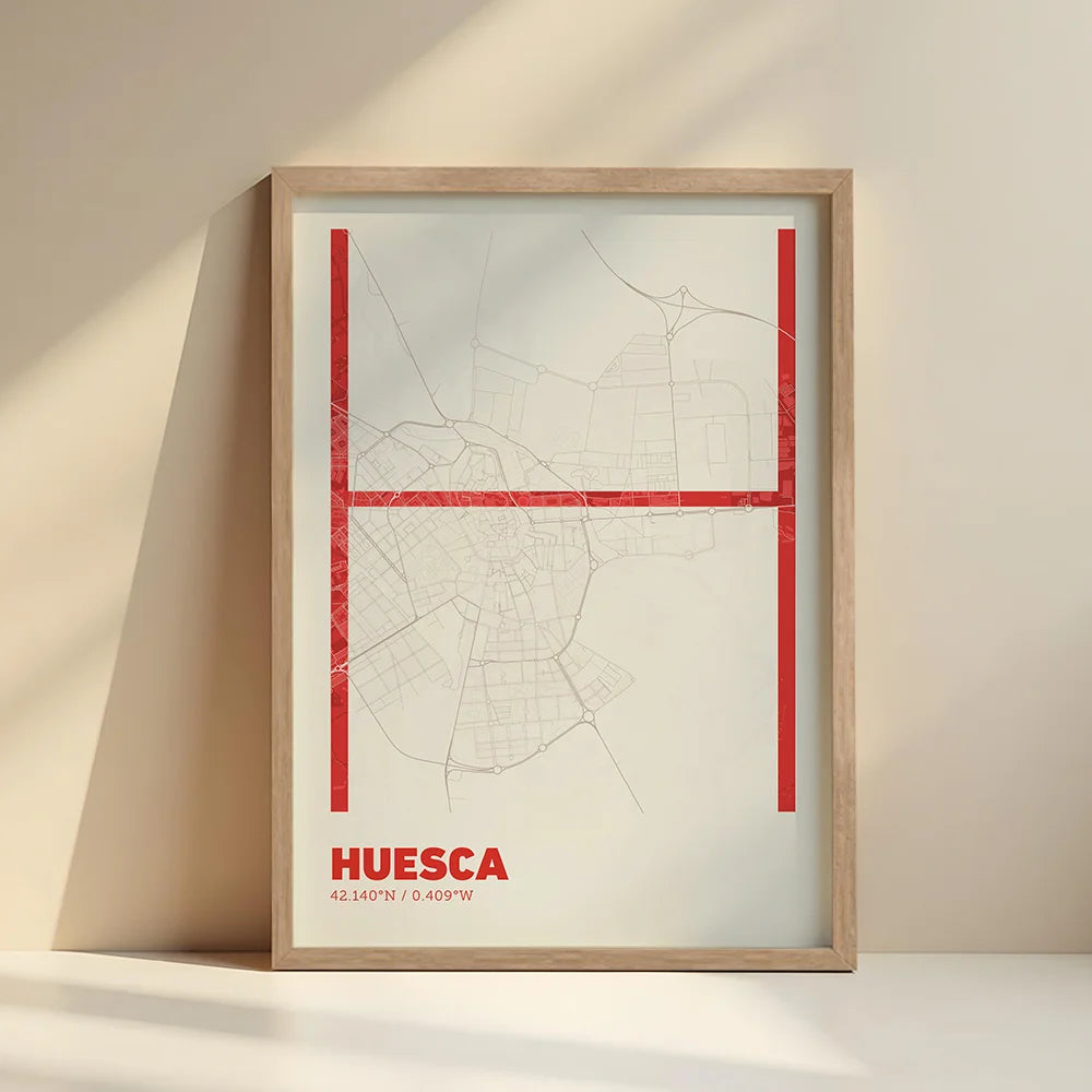 Póster decorativo de Huesca – Arte tipográfico ultrafino