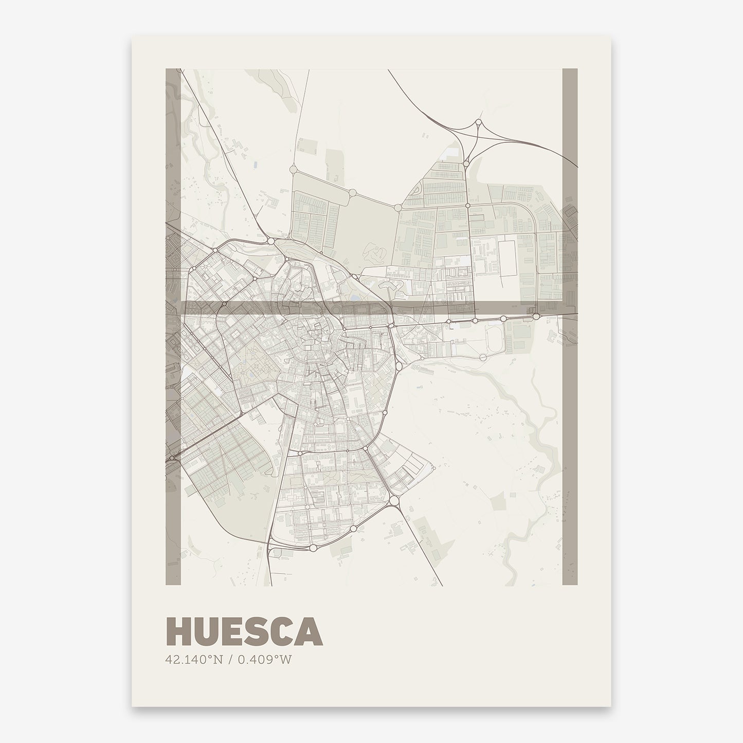 Huesca Map V07 Rustic / No Frame / No