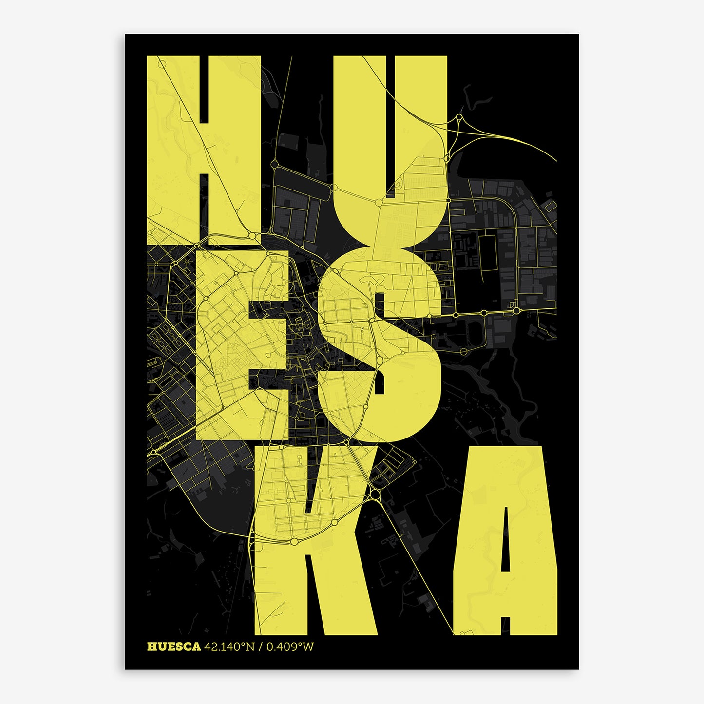 Huesca Map V08 Night / Frame / No