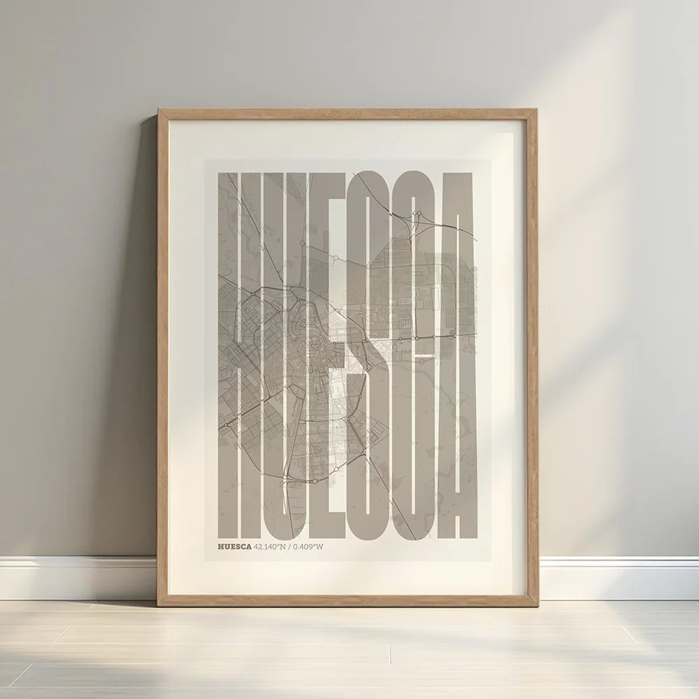 Graphic souvenir of Huesca – Contemporary typographic print
