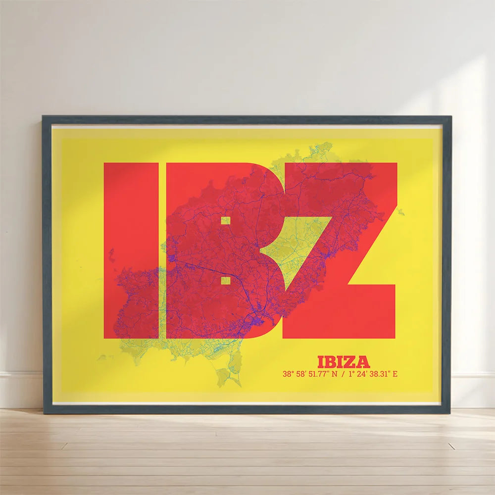 Lámina decorativa de Ibiza – Arte tipográfico moderno