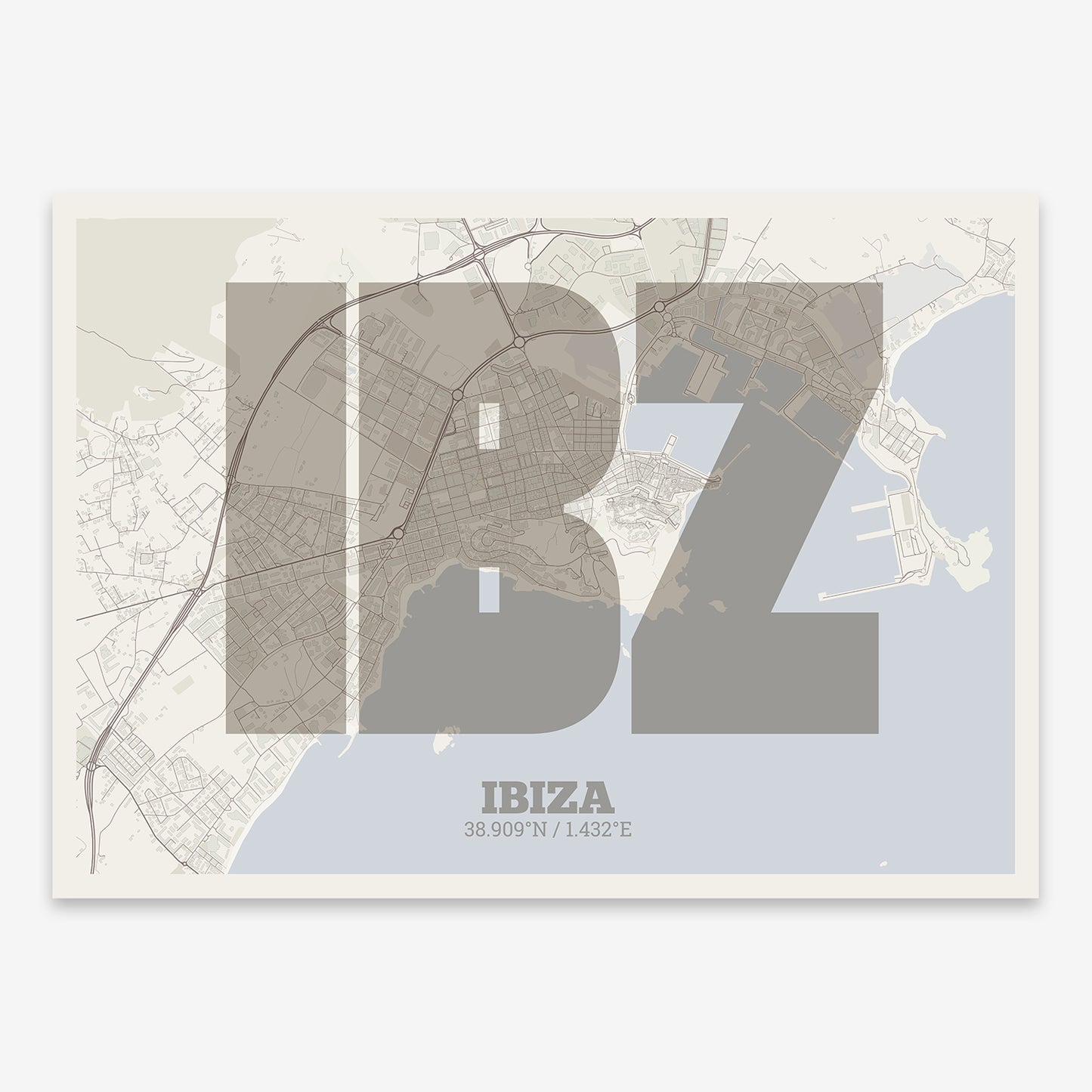 Ibiza map V02 Rustic / No Frame / No