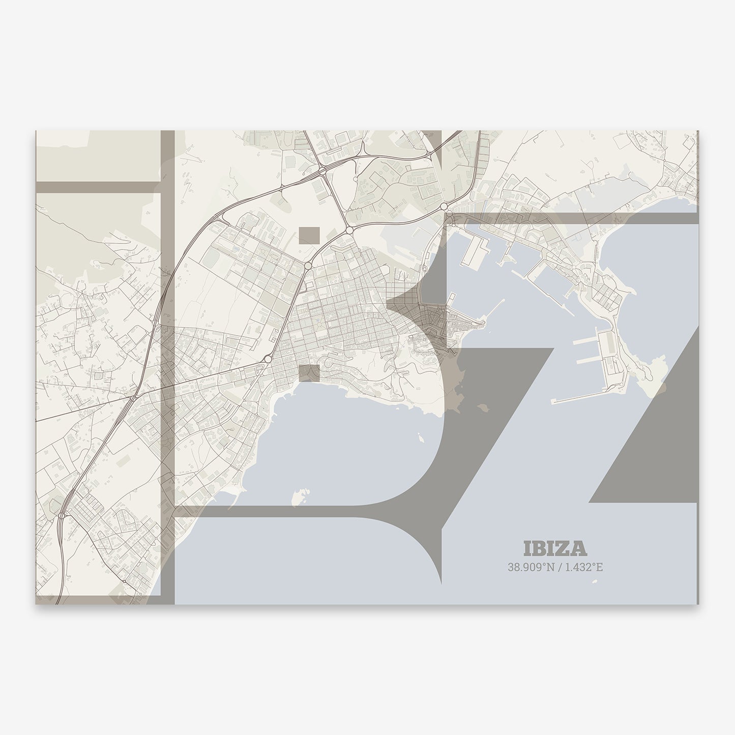 Ibiza map V03 Rustic / No Frame / No