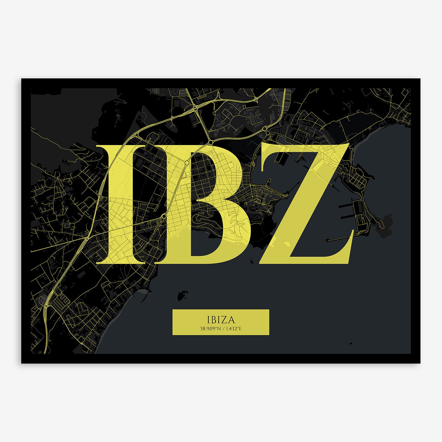 Ibiza map V06 Night / Frame / No