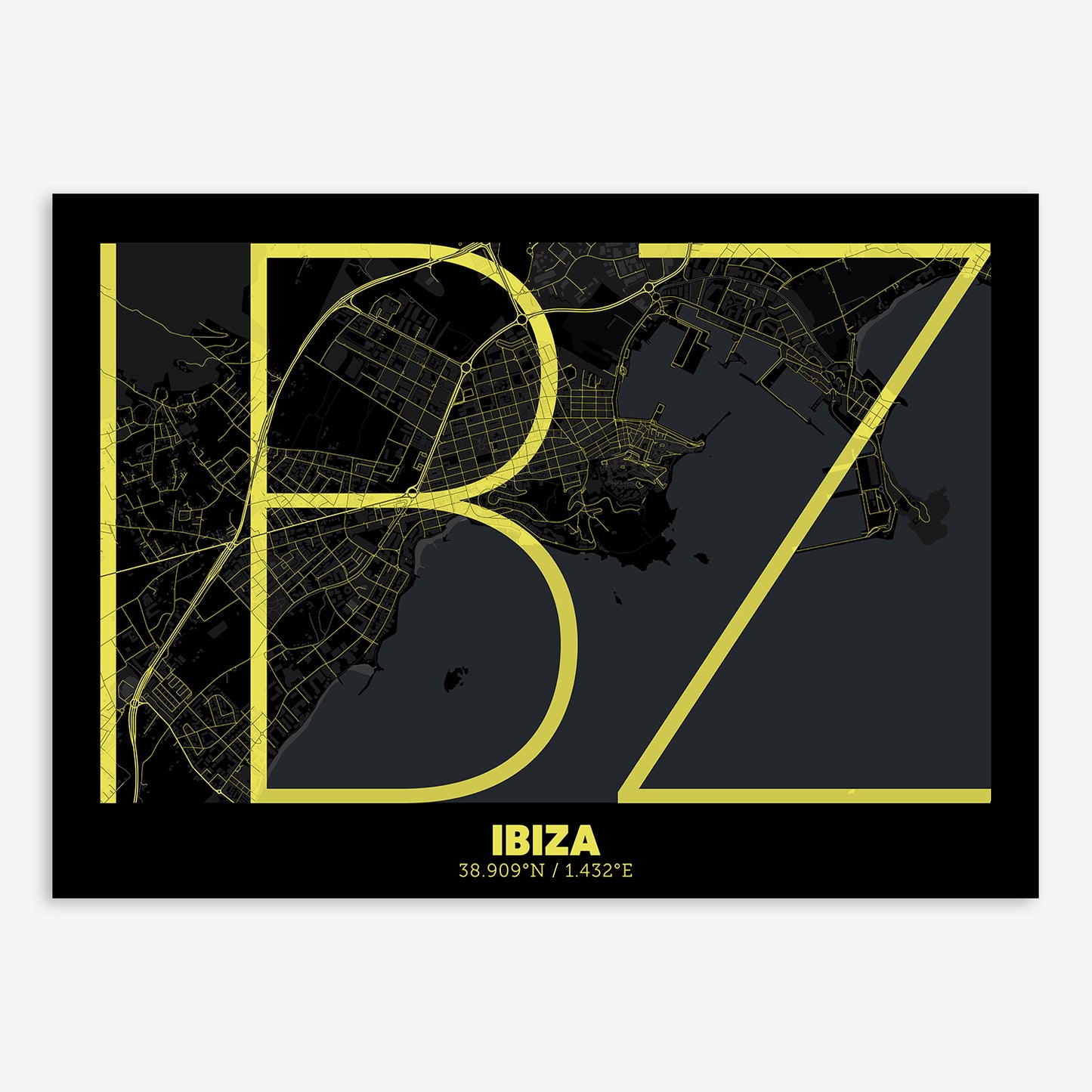 Ibiza map V07 Night / No Frame / No