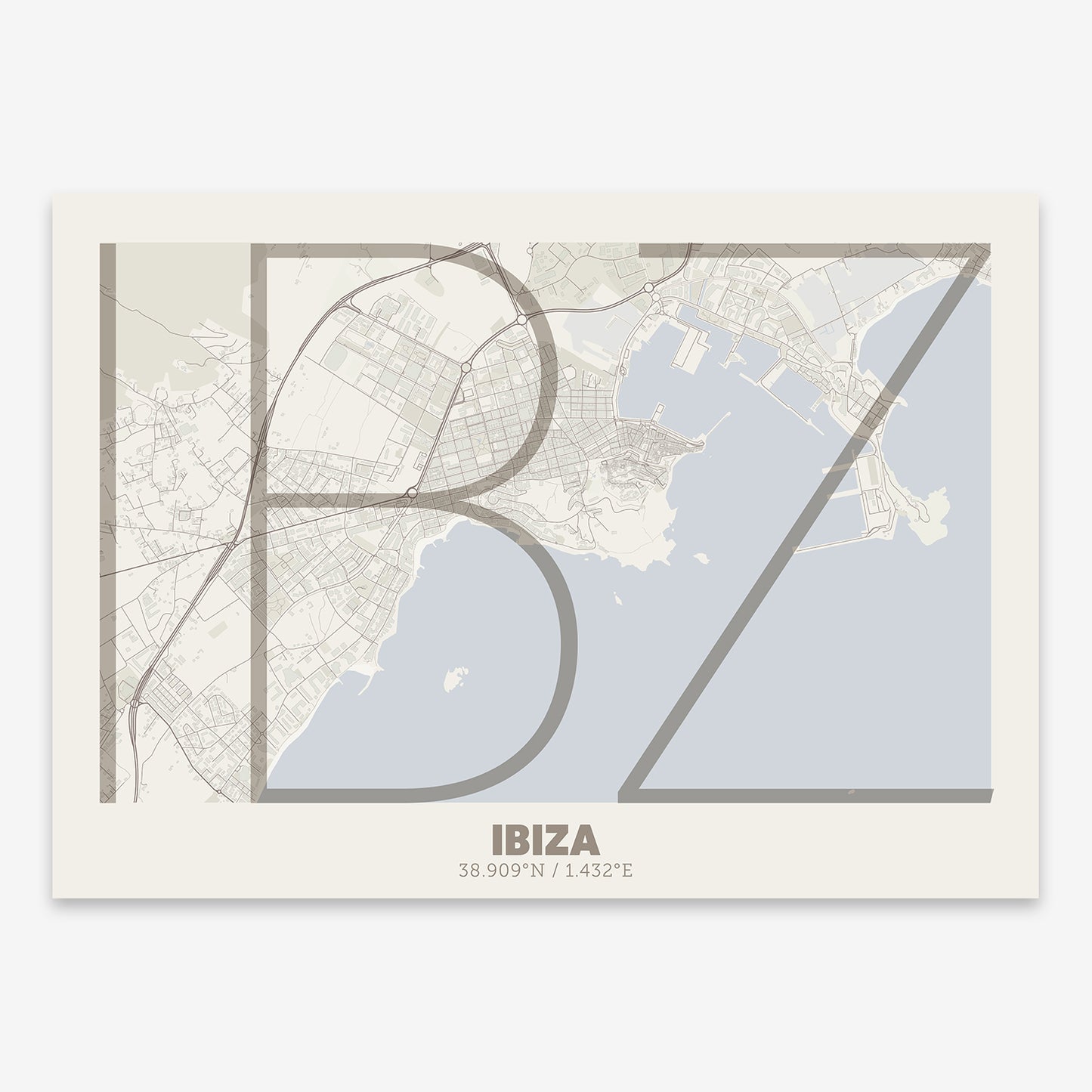 Ibiza map V07 Rustic / No Frame / No