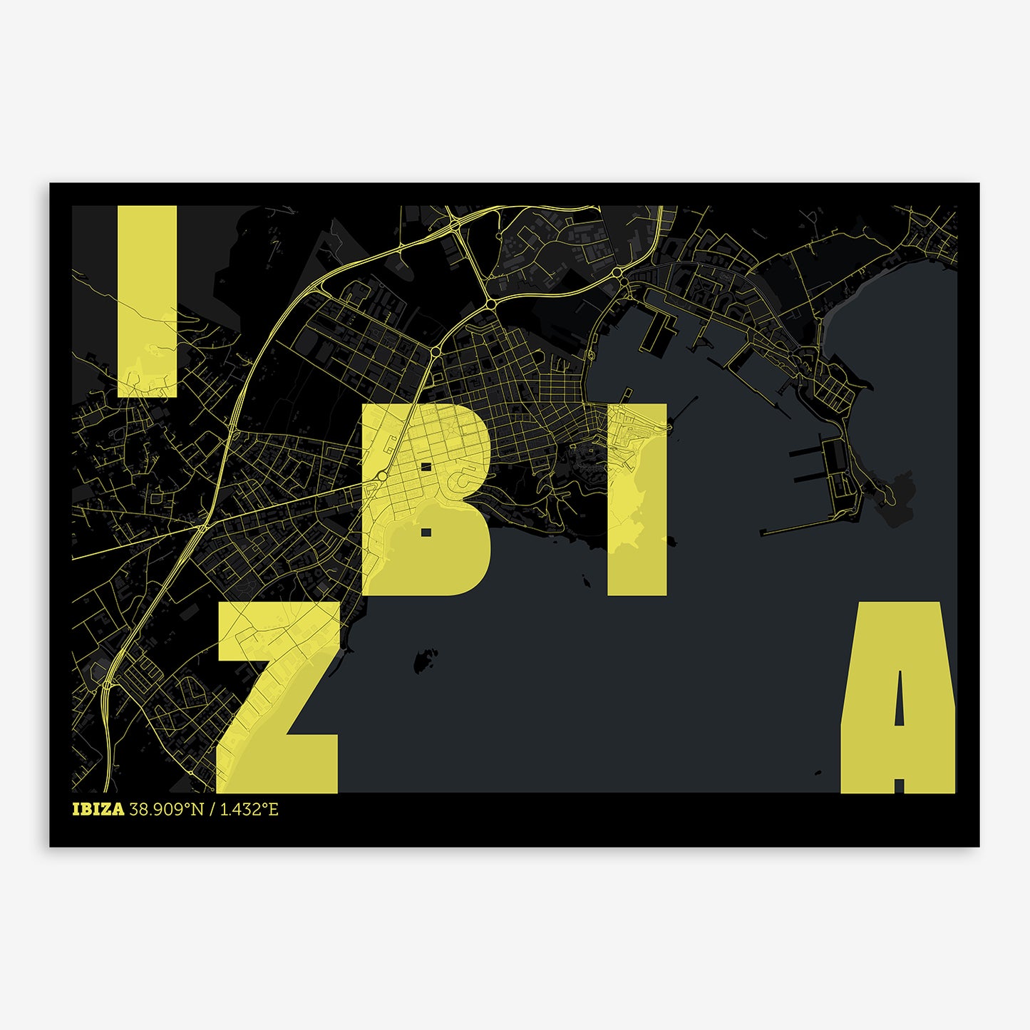 Ibiza map V08 Night / No Frame / No