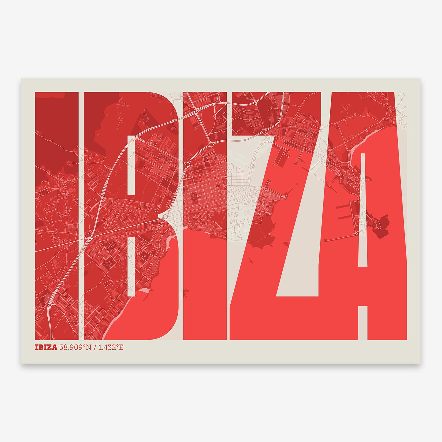 Ibiza map V09 Boho / Frame / No