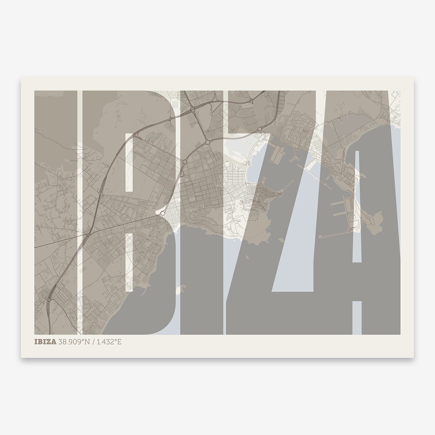 Ibiza map V09 Rustic / Frame / No