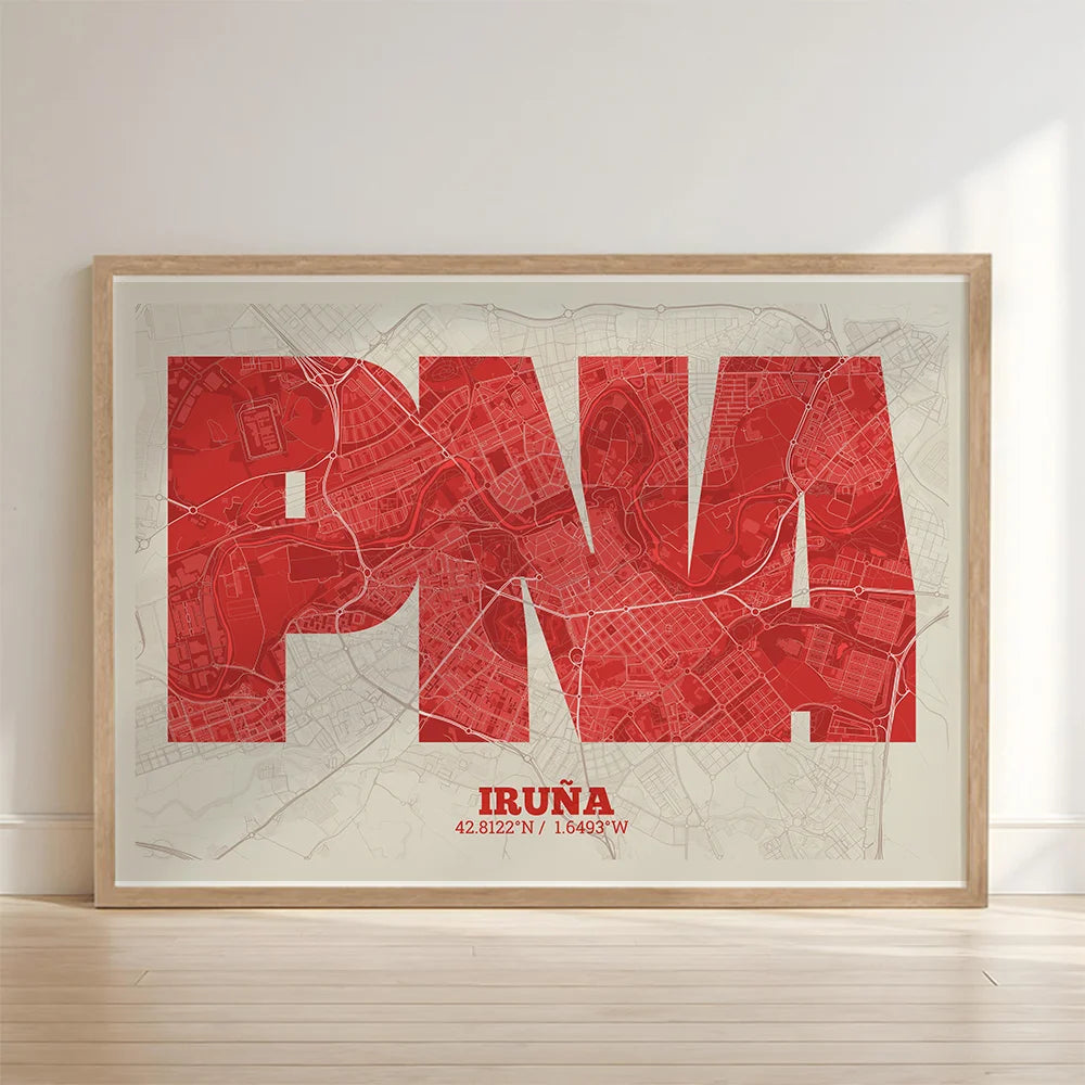 Decorative print of Pamplona – Modern typographic art