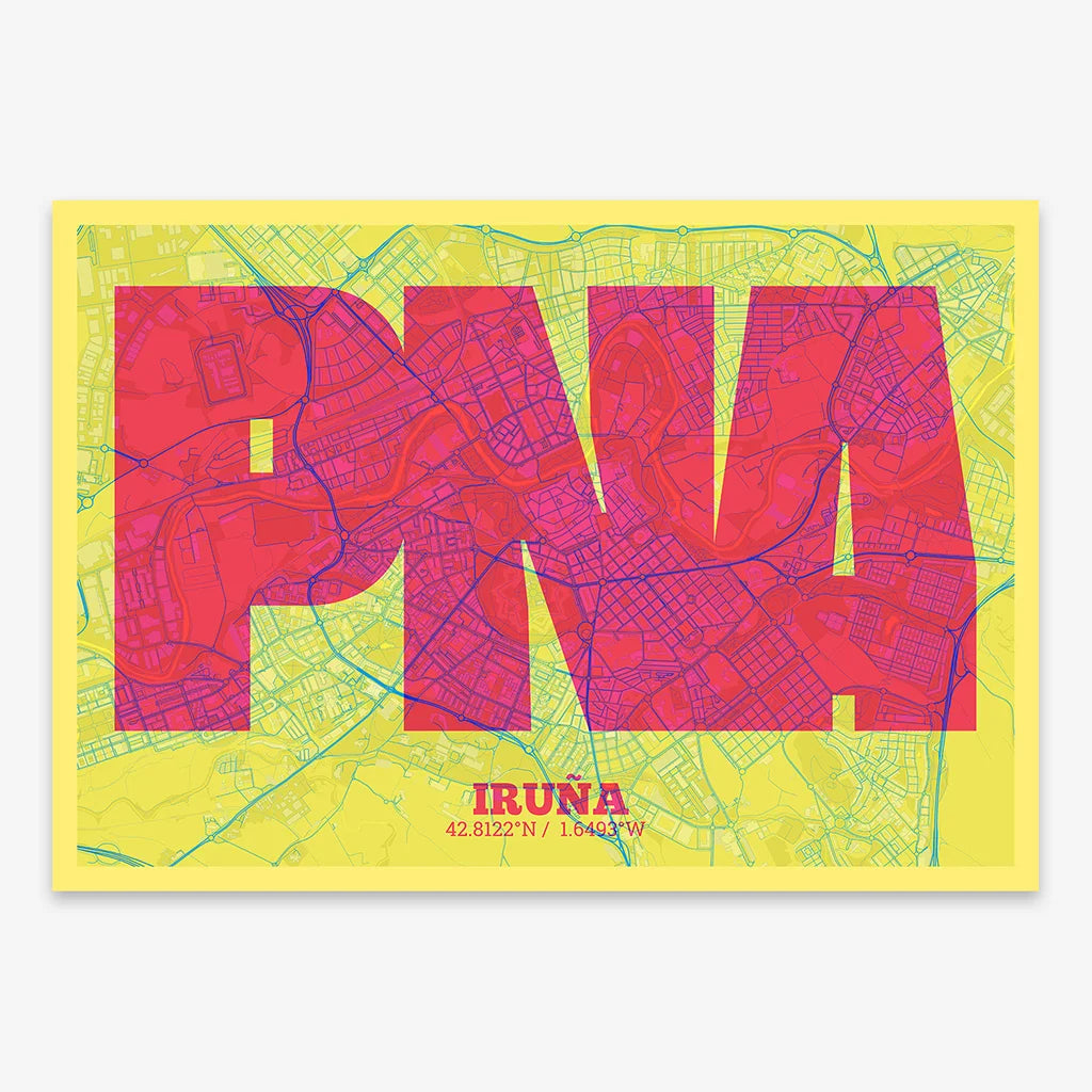Decorative print of Pamplona – Modern typographic art