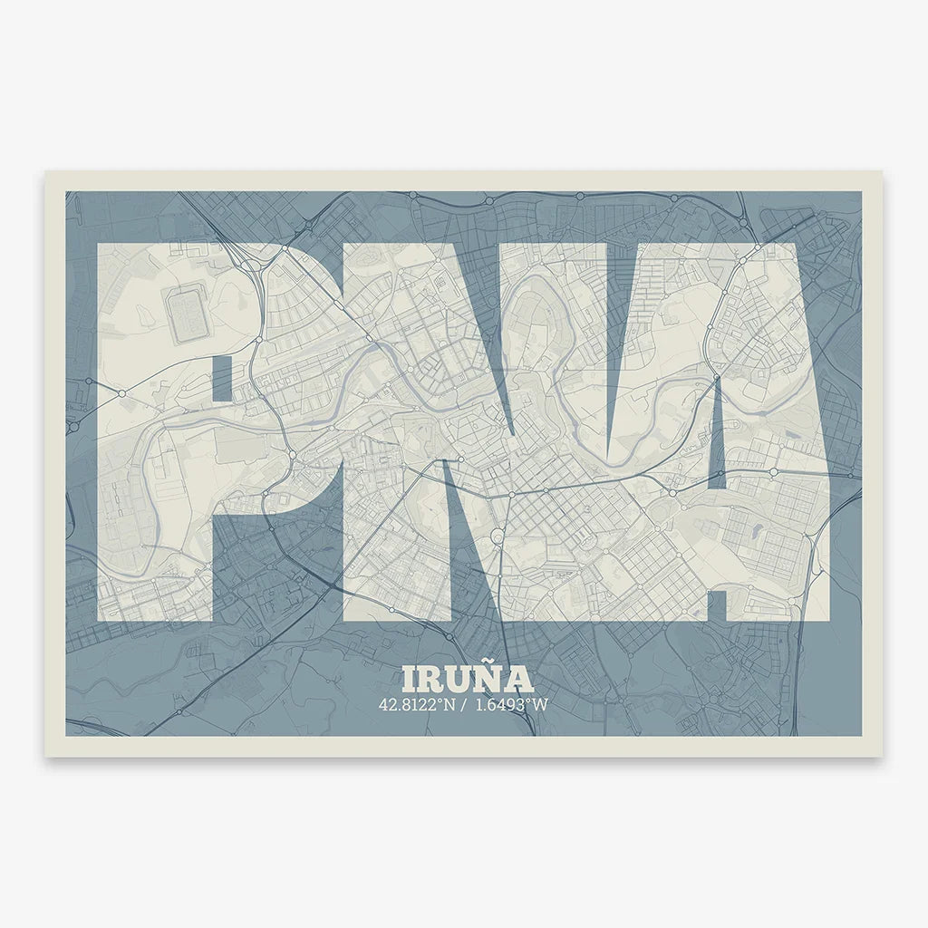 Decorative print of Pamplona – Modern typographic art