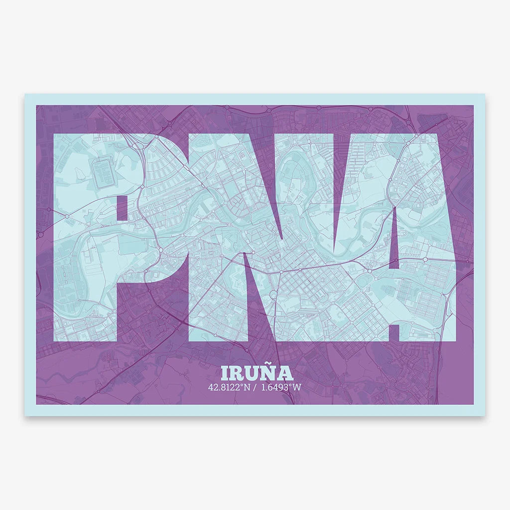 Decorative print of Pamplona – Modern typographic art