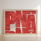 Artistic poster of Pamplona with geometric typography - Custom decoration