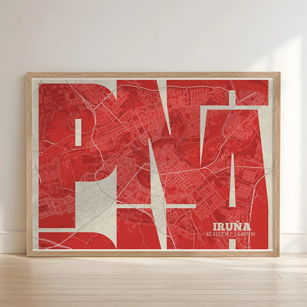 Artistic poster of Pamplona with geometric typography - Custom decoration