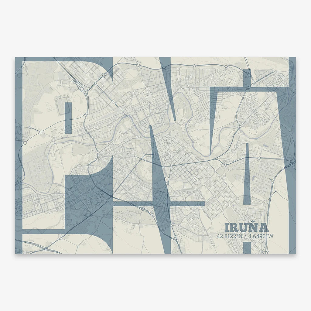 Artistic poster of Pamplona with geometric typography - Custom decoration