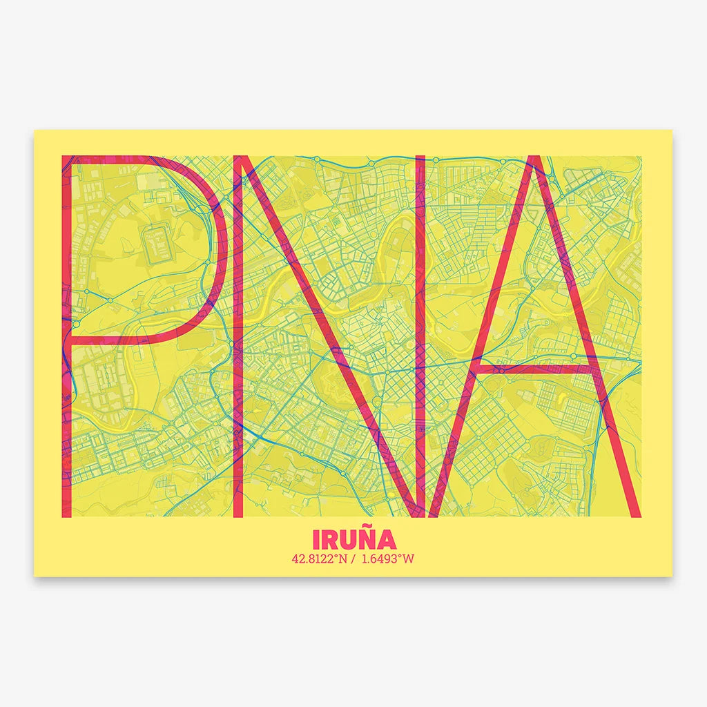 Decorative poster of Pamplona – Ultra-fine typographic art