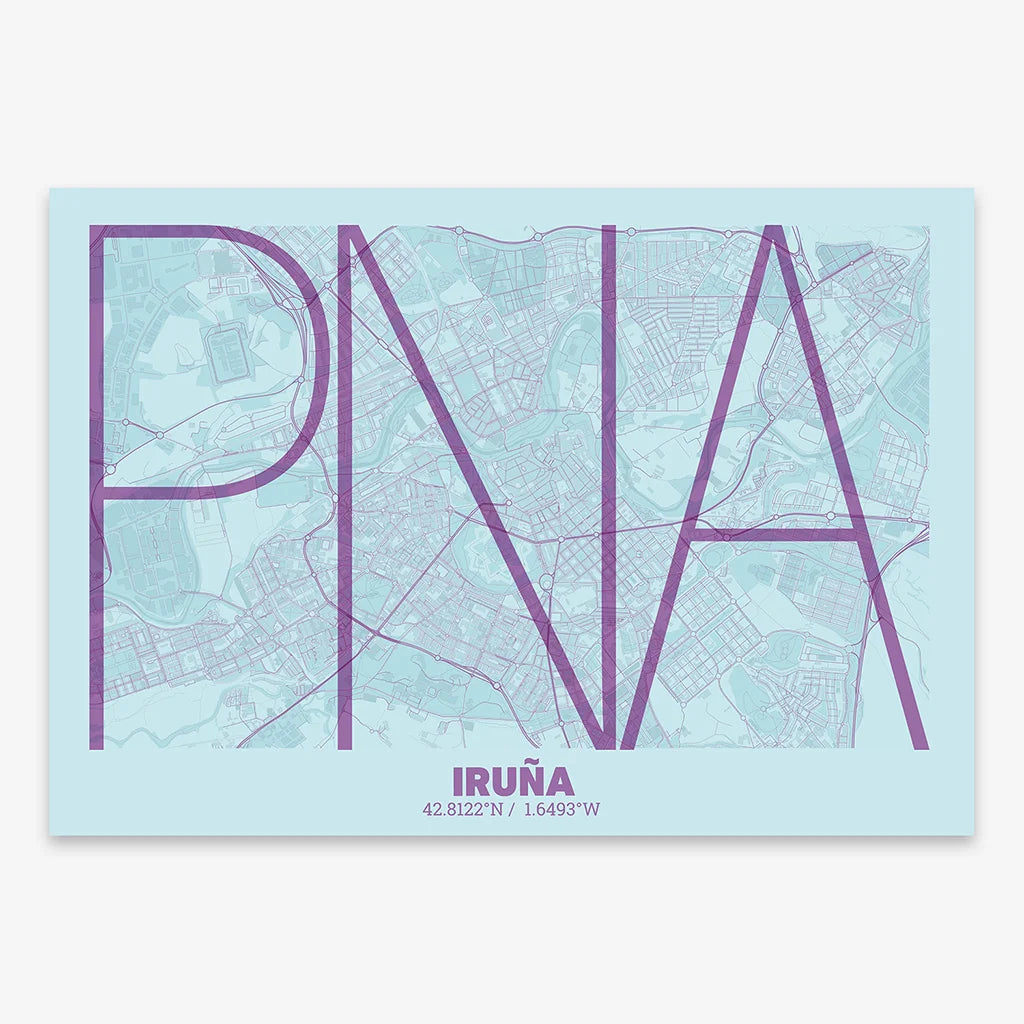 Decorative poster of Pamplona – Ultra-fine typographic art