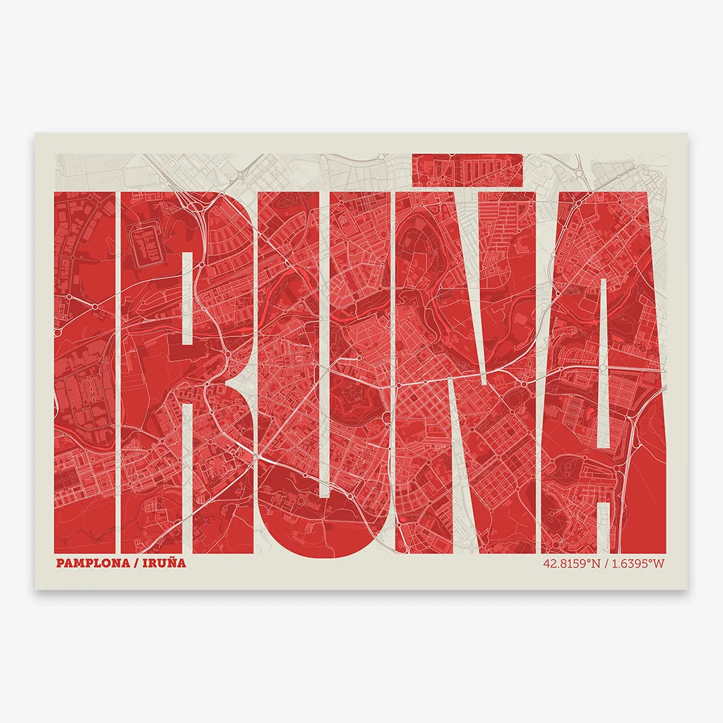 Graphic souvenir of Iruña – Contemporary typographic print