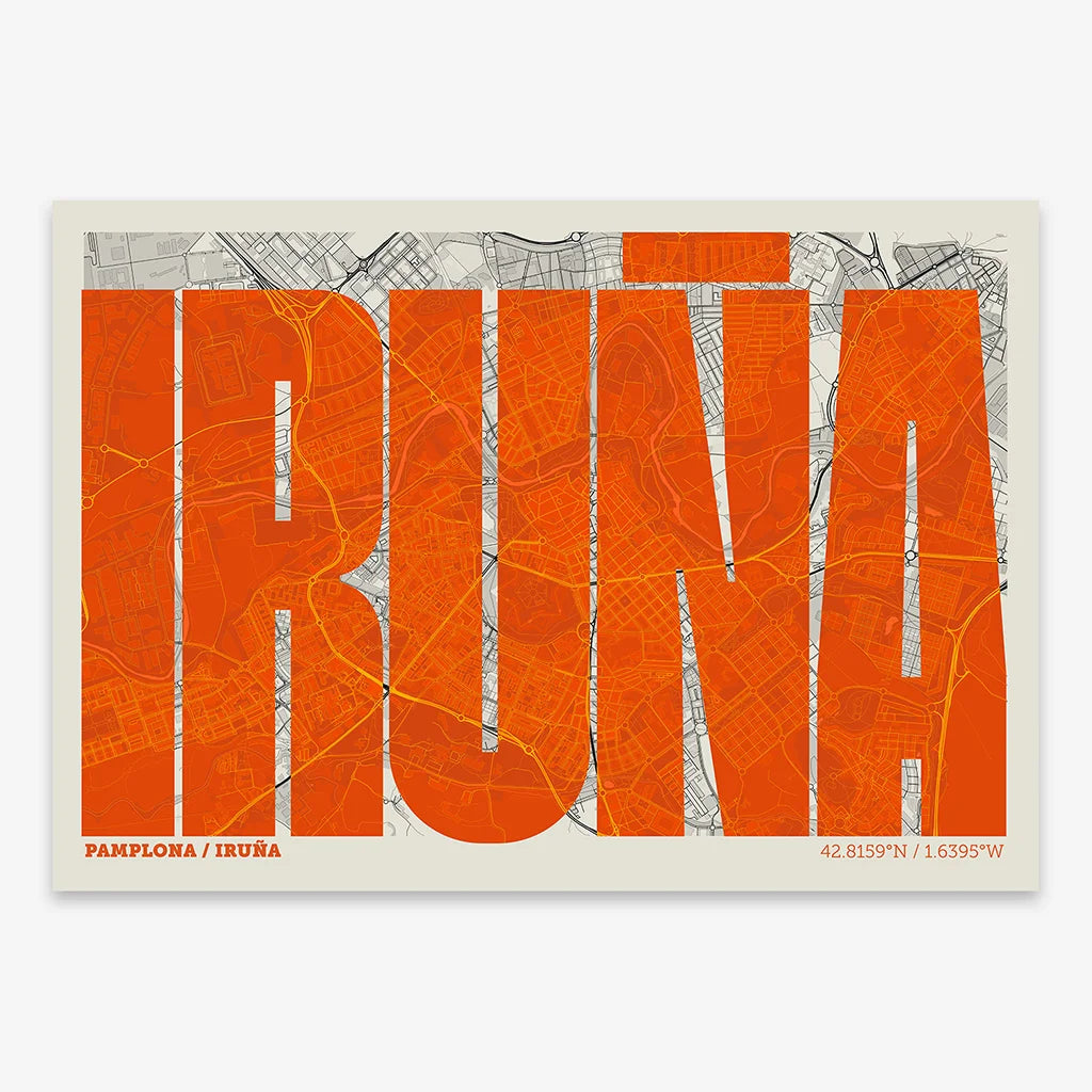 Graphic souvenir of Iruña – Contemporary typographic print