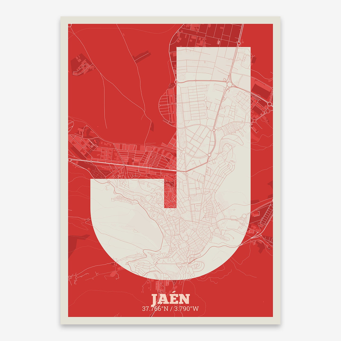 Jaen Map V02 Boho / No Frame / Yes