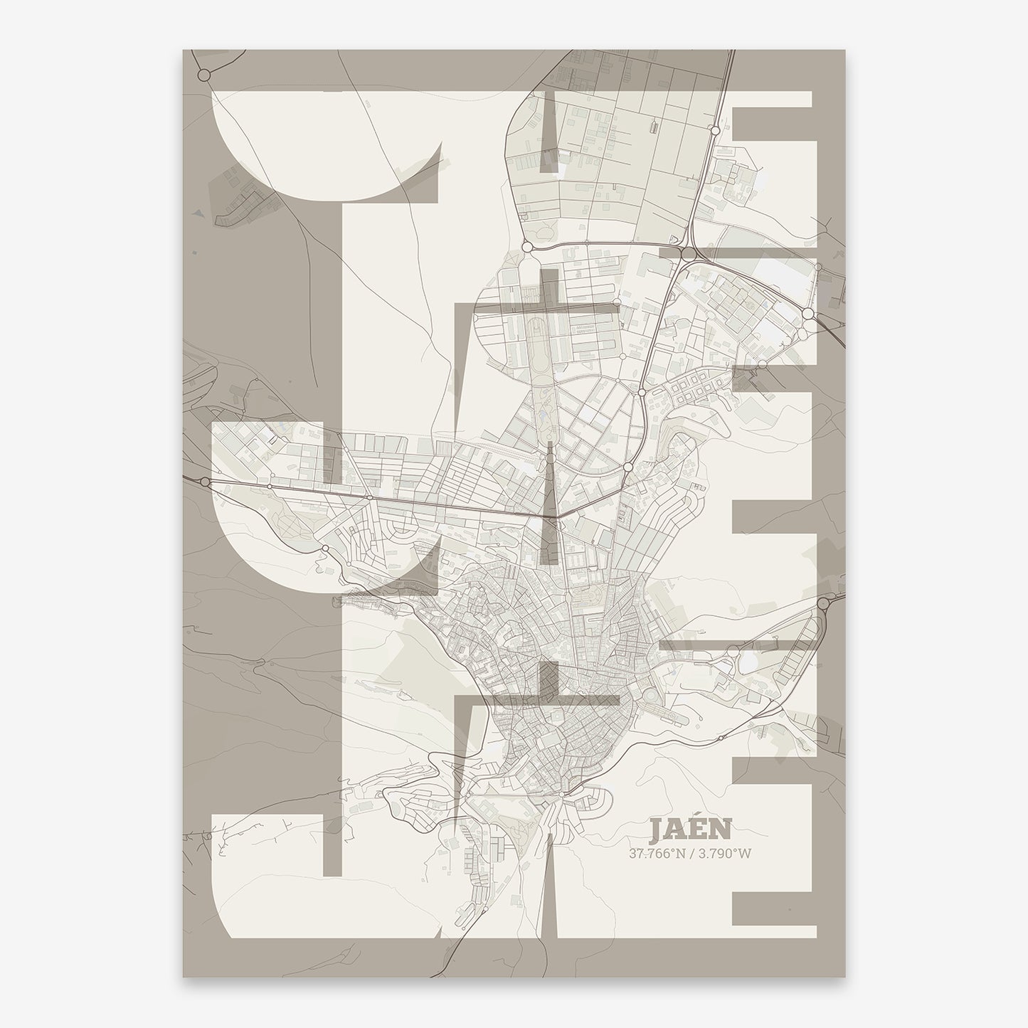 Jaen Map V03 Rustic / No Frame / No