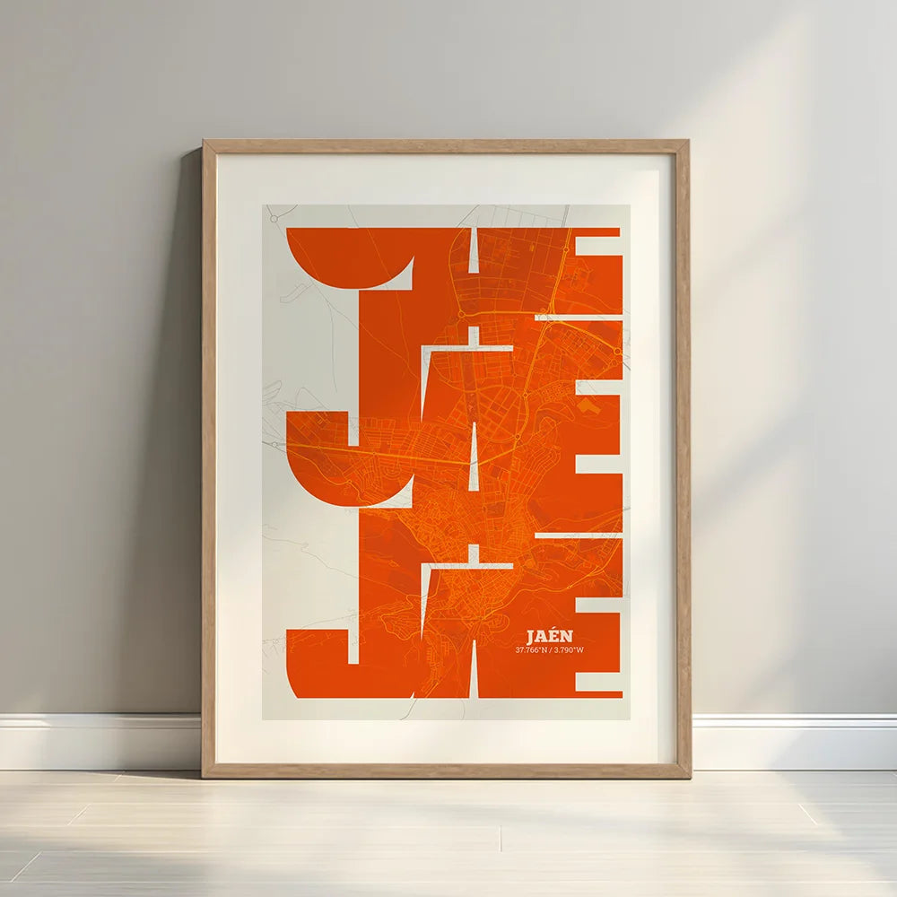Artistic poster of Jaén with geometric typography - Personalized decoration