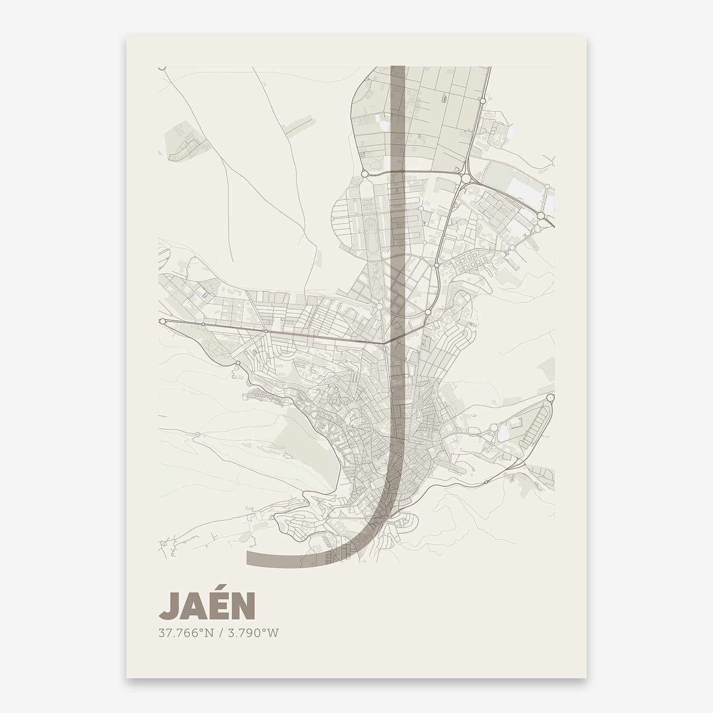 Jaen Map V07 Rustic / No Frame / No