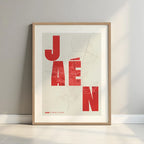 Creative print of Jaén – Graphic design and typography on a map