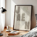 Creative print of Jaén – Graphic design and typography on a map