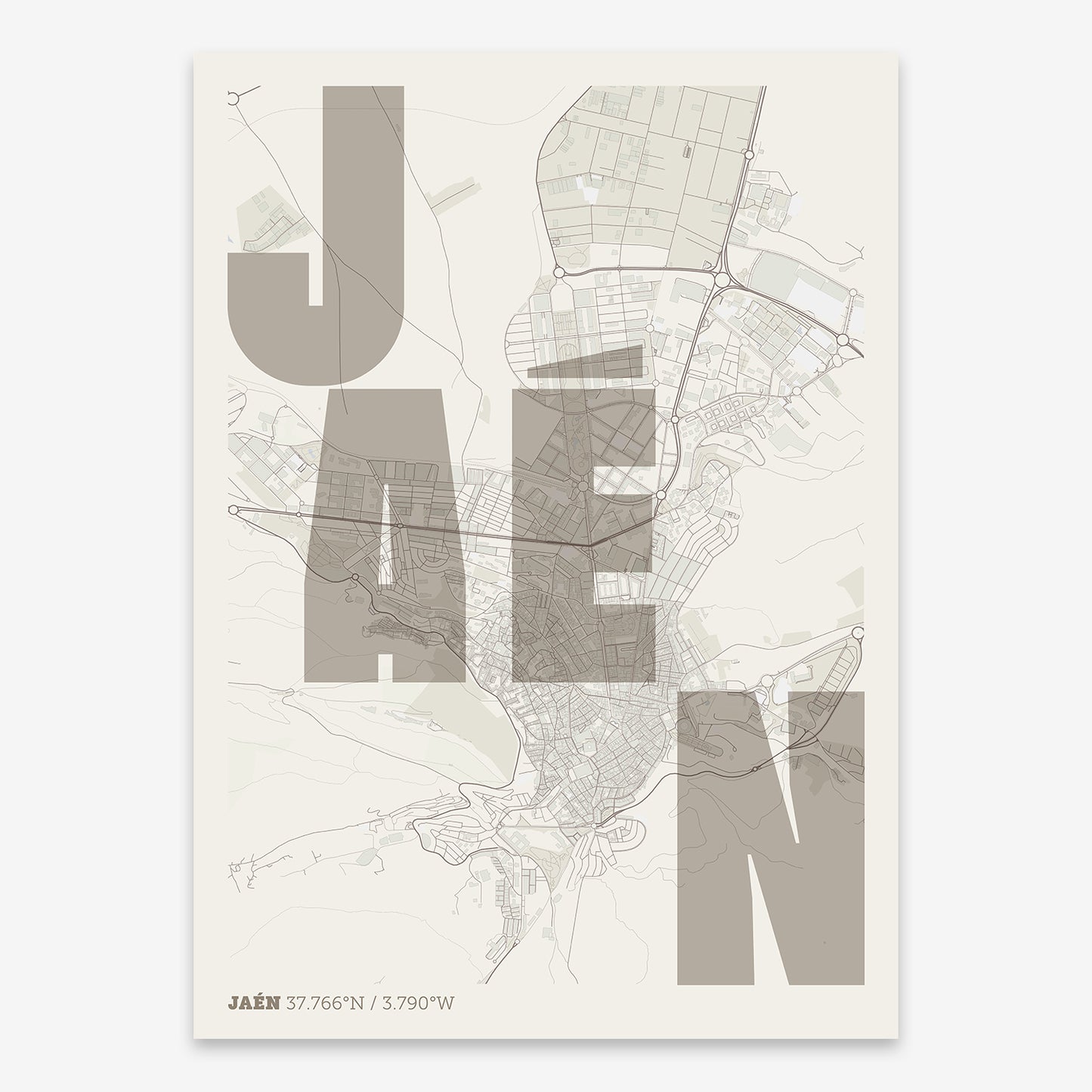 Jaen Map V08 Rustic / No Frame / No