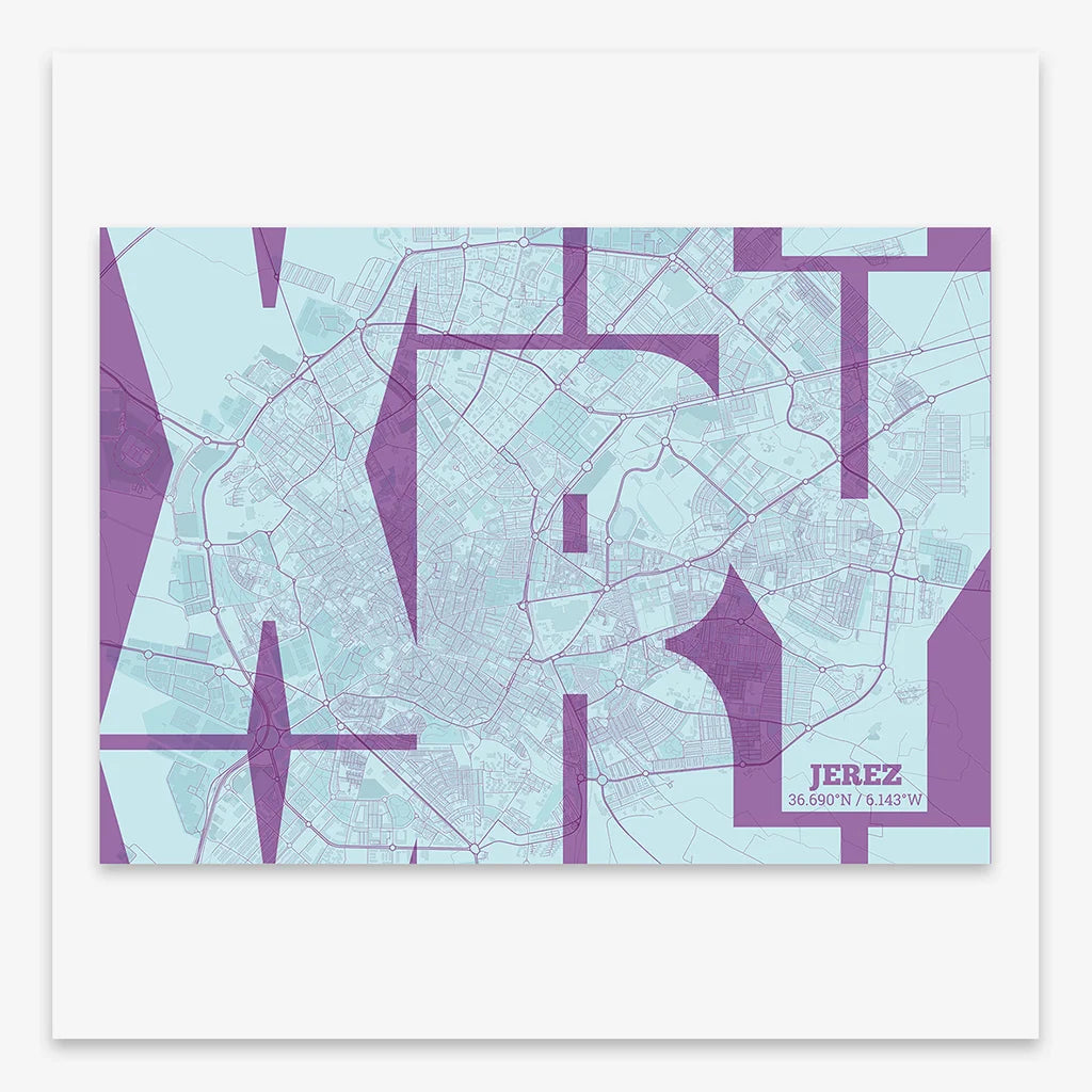 Jerez art poster with geometric typography - Custom decoration