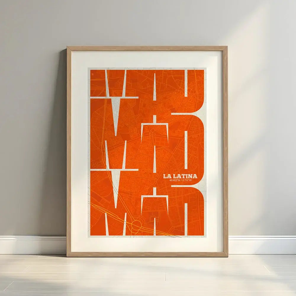 Póster artístico de La Latina, Madrid con tipografía geométrica - Decoración personalizada