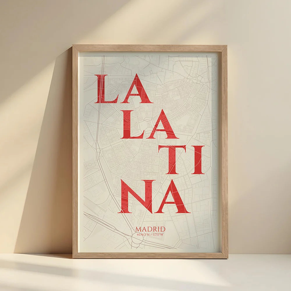 Lámina elegante de La Latina, Madrid – Póster minimalista y sofisticado