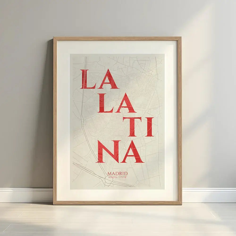 Lámina elegante de La Latina, Madrid – Póster minimalista y sofisticado