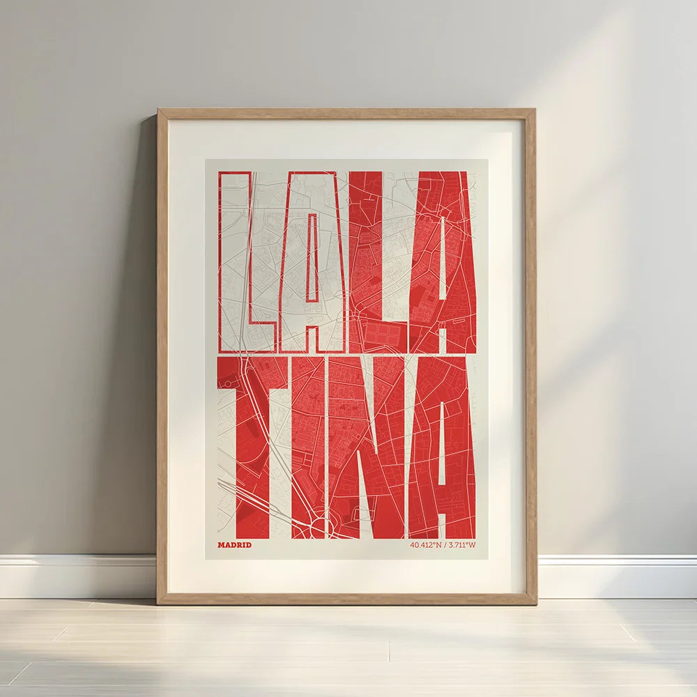 Graphic souvenir of La Latina, Madrid – Contemporary typographic print