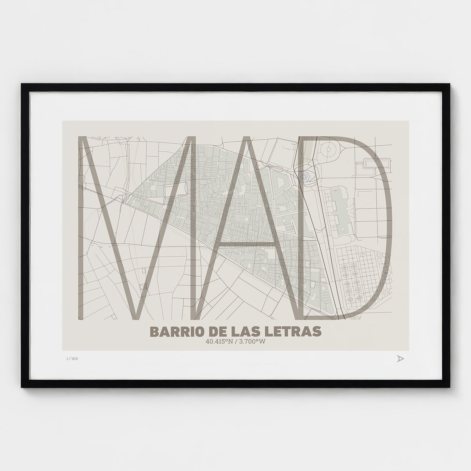 Lámina tipográfica de Las Letras – diseño Ultrafina, marco negro