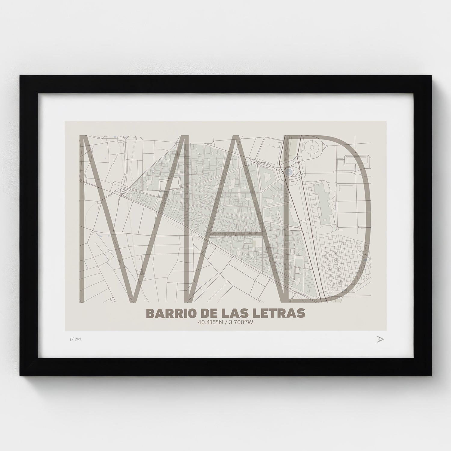 Lámina tipográfica de Las Letras – diseño Ultrafina, marco negro