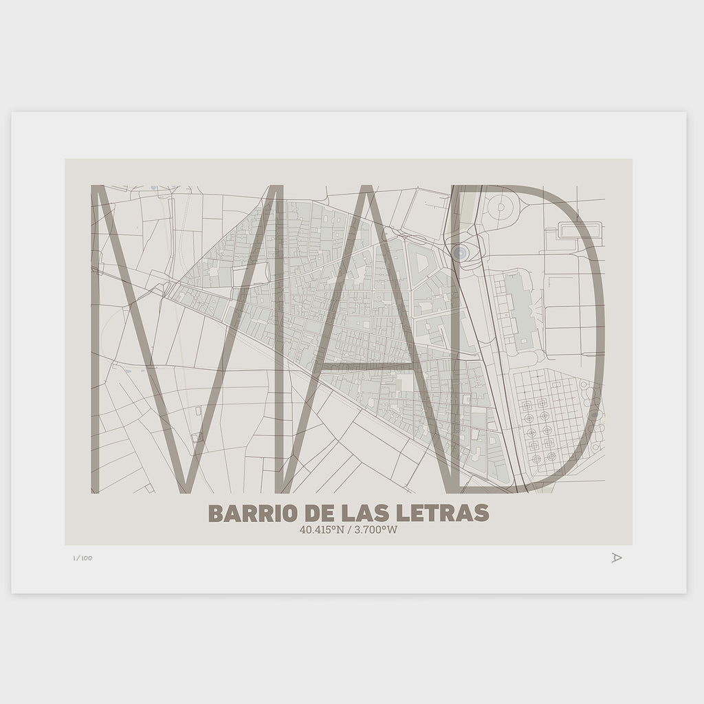 Lámina tipográfica de Las Letras – diseño Ultrafina, sin marco sobre papel