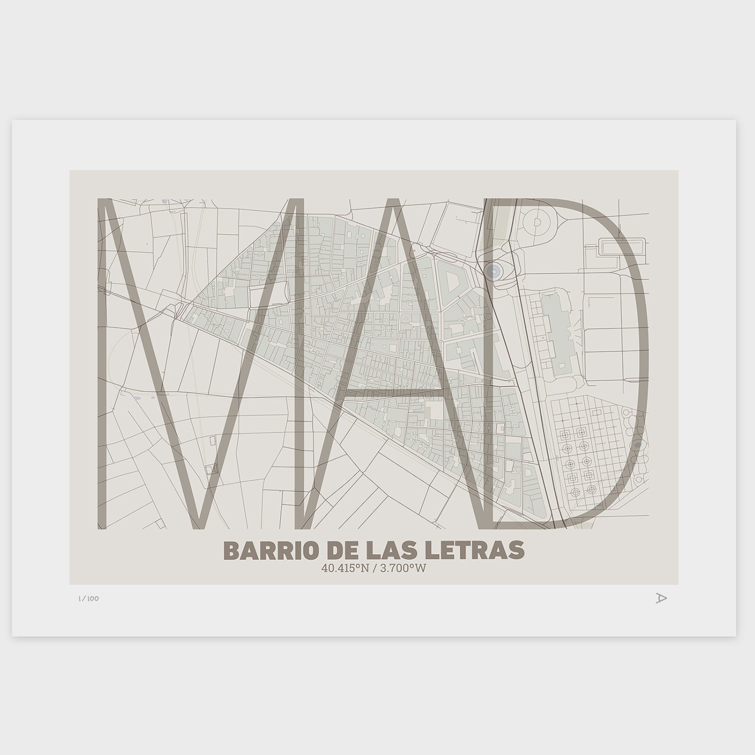 Lámina tipográfica de Las Letras – diseño Ultrafina, sin marco sobre papel