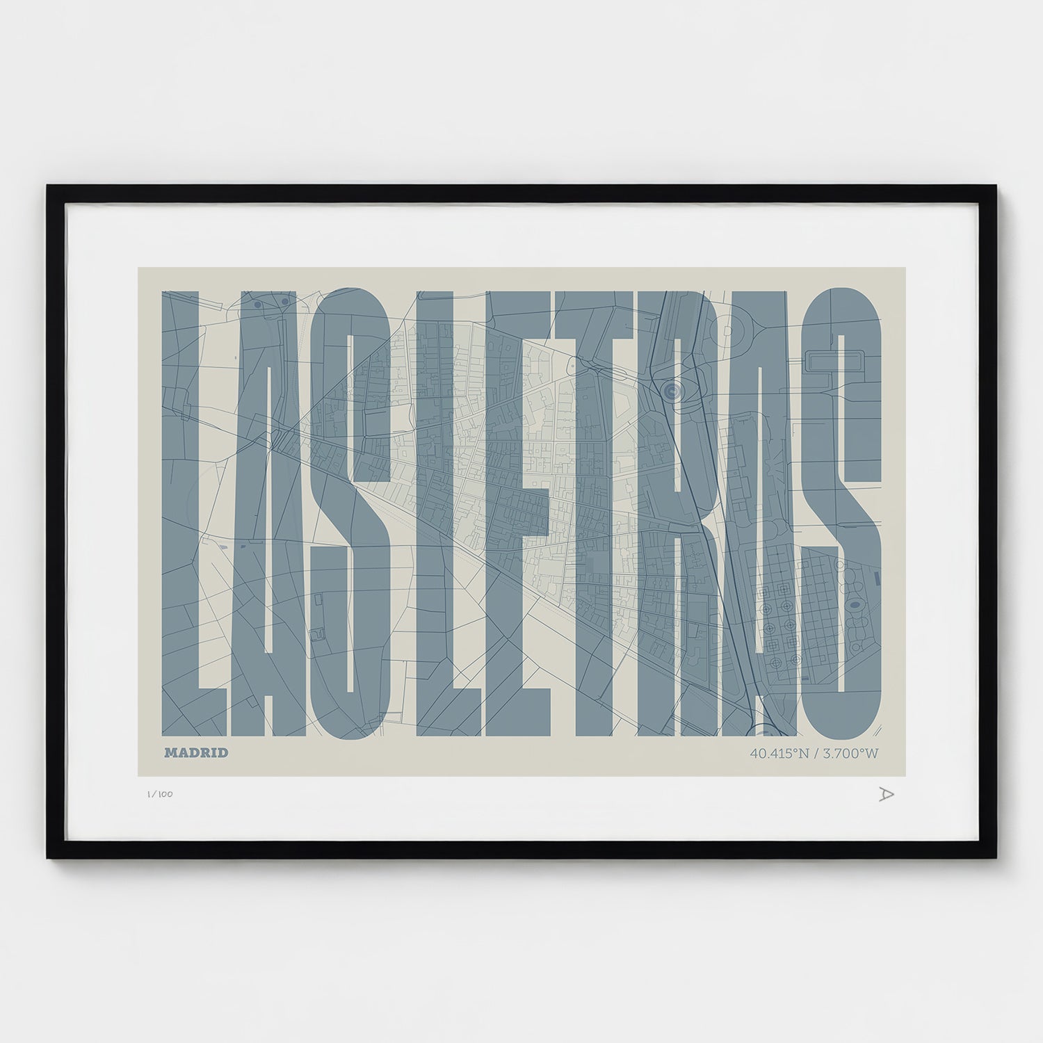 Lámina tipográfica de Las Letras – diseño Extra Comprimida, marco negro