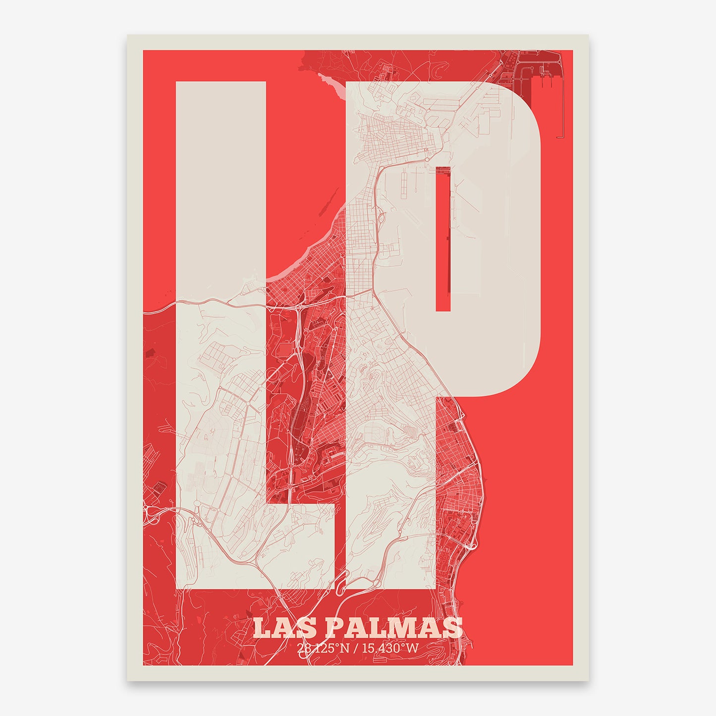 Las Palmas Map V02 Boho / No Frame / No