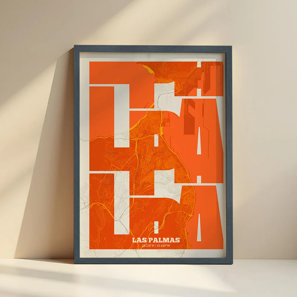 Artistic poster of Las Palmas with geometric typography - Personalized decoration