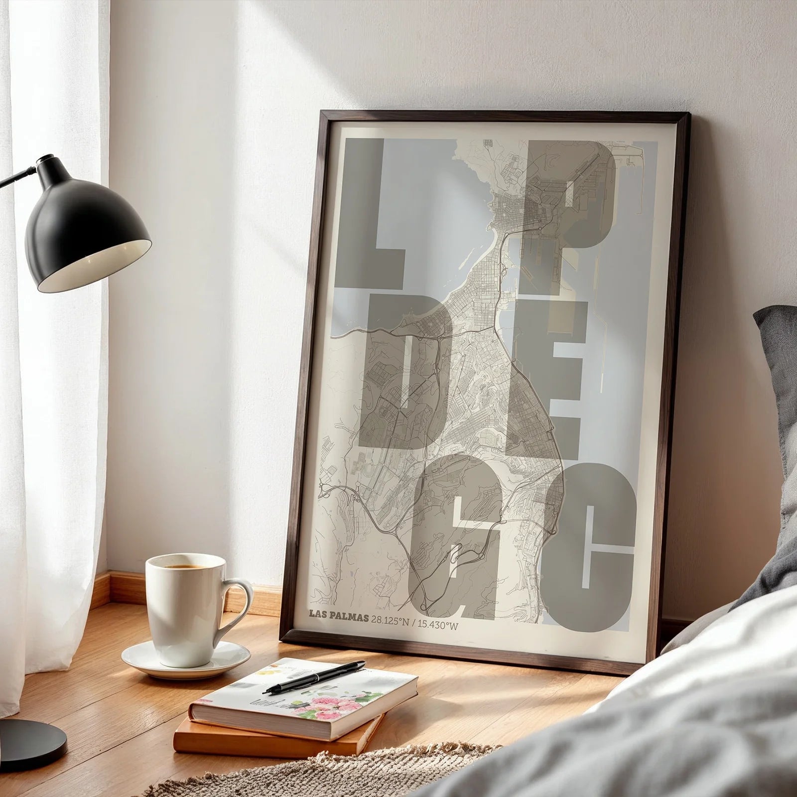 Lámina creativa de Las Palmas – Diseño gráfico y tipografía sobre mapa