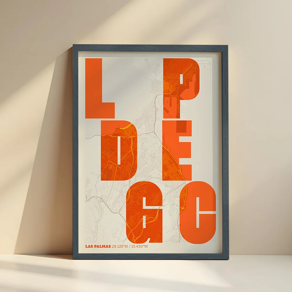 Creative print of Las Palmas – Graphic design and typography on a map