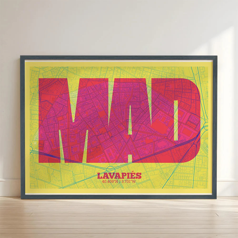 Decorative print of Lavapiés, Madrid – Modern typographic art