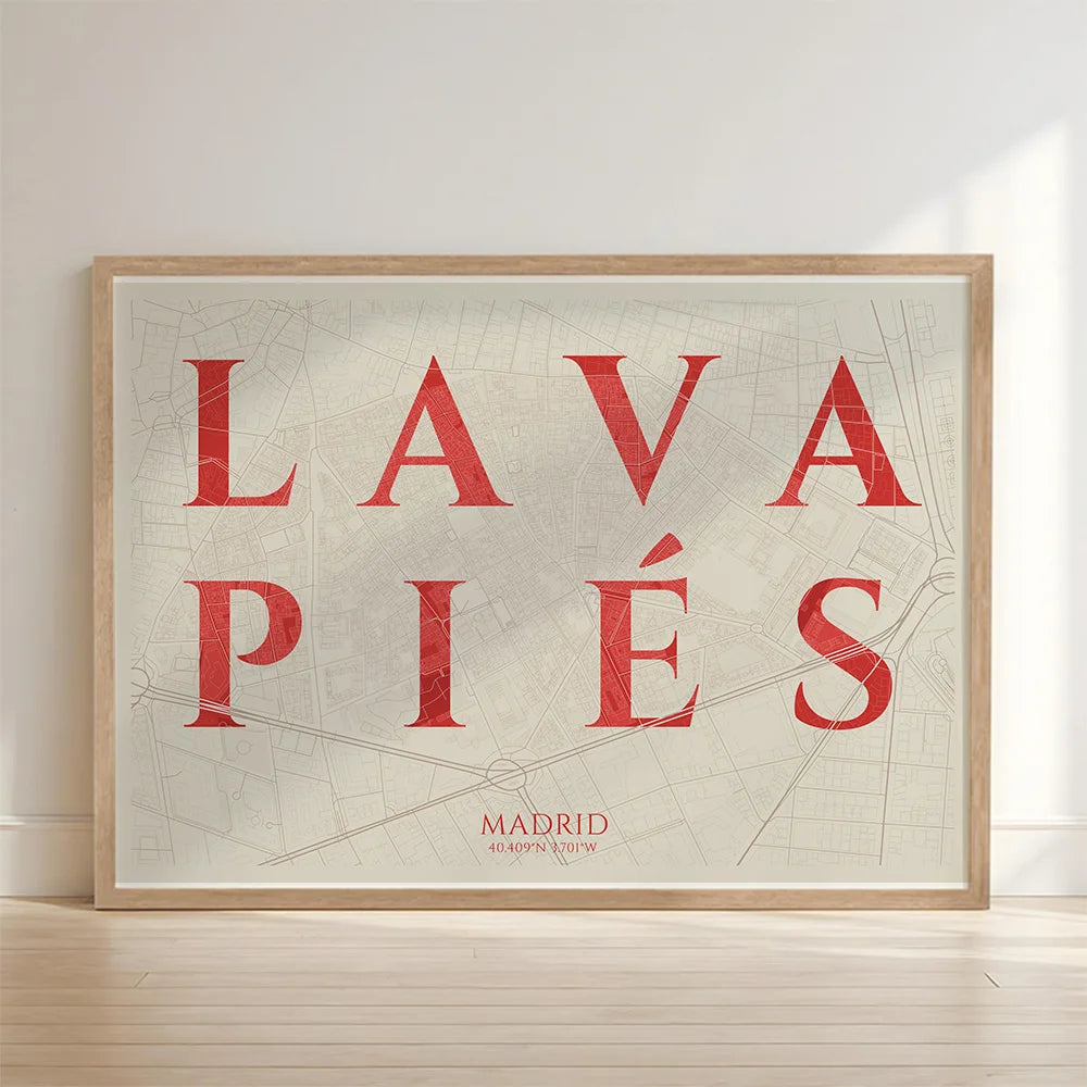 Lámina elegante de Lavapiés, Madrid – Póster minimalista y sofisticado